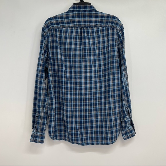 Ralph Lauren Double RL (RRL) Button Down Shirt Men’s L Blue Plaid - Picture 2 of 9